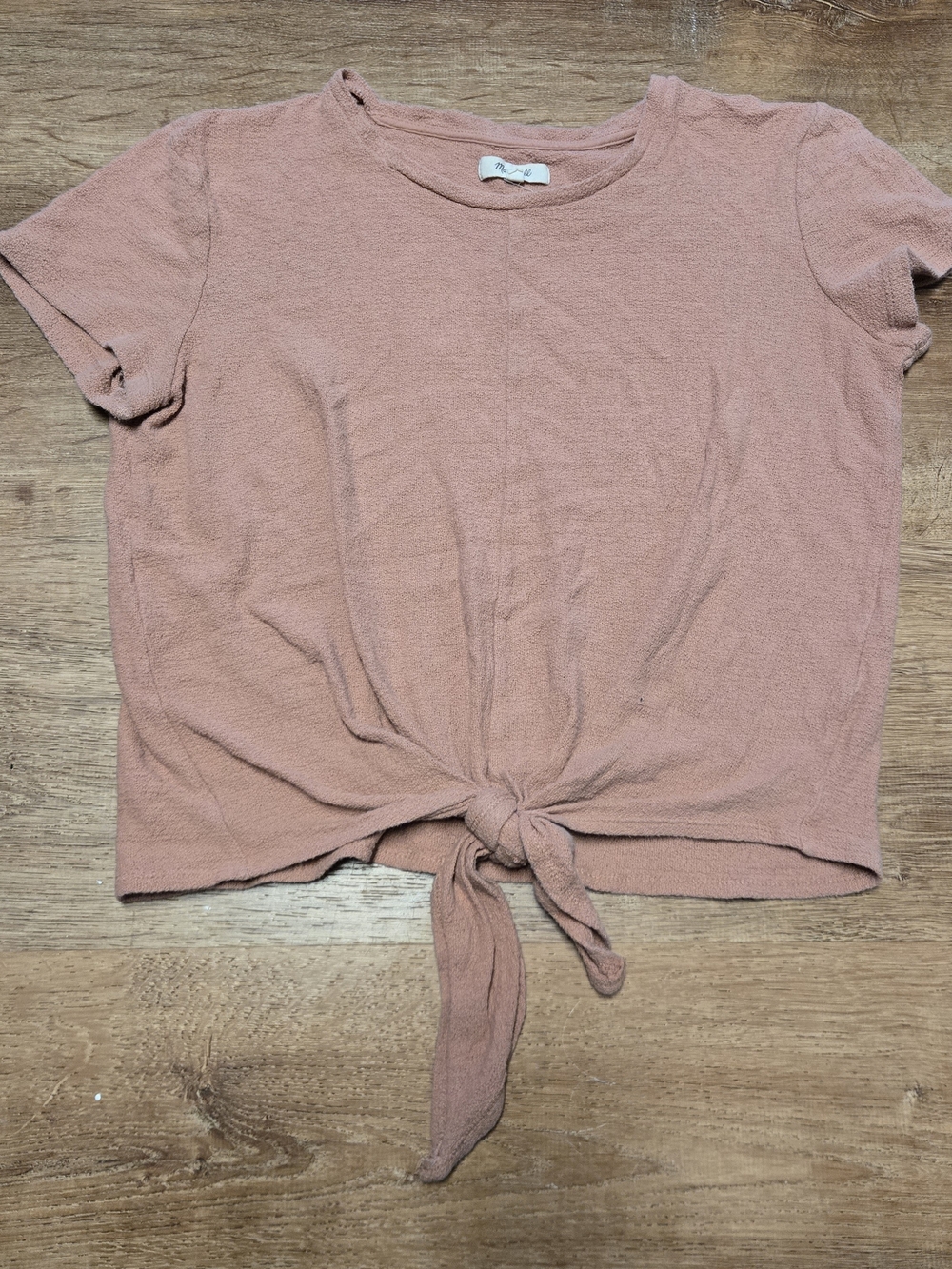 Madewell Mauve Peach Tie-Front Crop Top Snap  Small